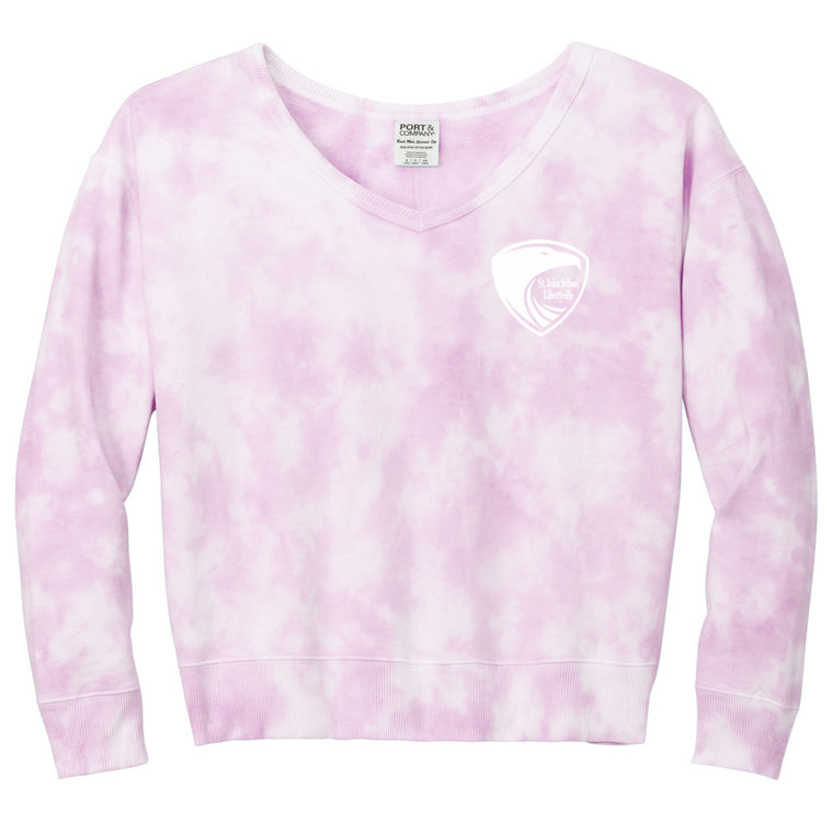 St John Ladies V-Neck Tie Dye Sweatshirt