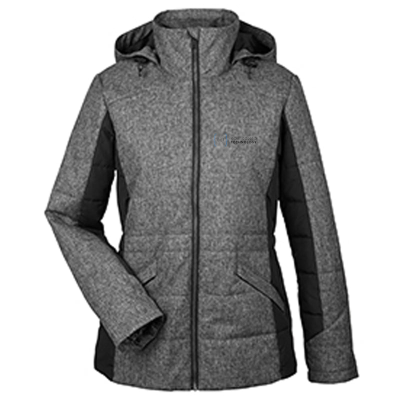 Ladies' Midtown Insulated Fabric-Block Jacket with Crosshatch Mélange